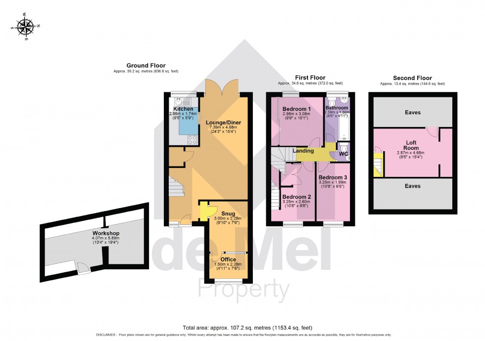 Floorplan for Long Eights, Northway, Tewkesbury